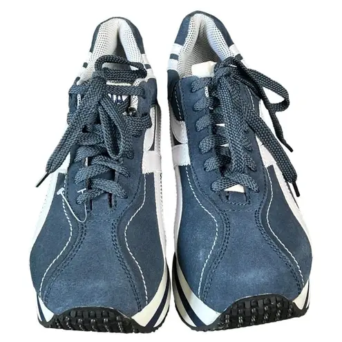 Soda  Platform Sneakers Womens 8.5 Blue White Leather 90s Lace Up Retro Rare Shoe