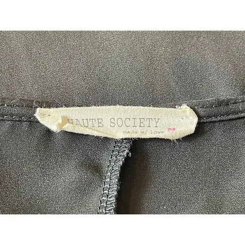 Haute society Black Sheer Pullover High Low Crochet Tassled Sleeves Top XL