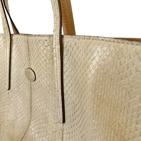 Tod's Genuine Python Snake Skin Cream White Tote Bag - Exotic Leather Handbag