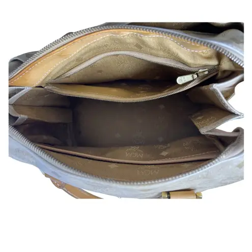 MCM Rare Tan Color Monogram Visetos Boston Bag