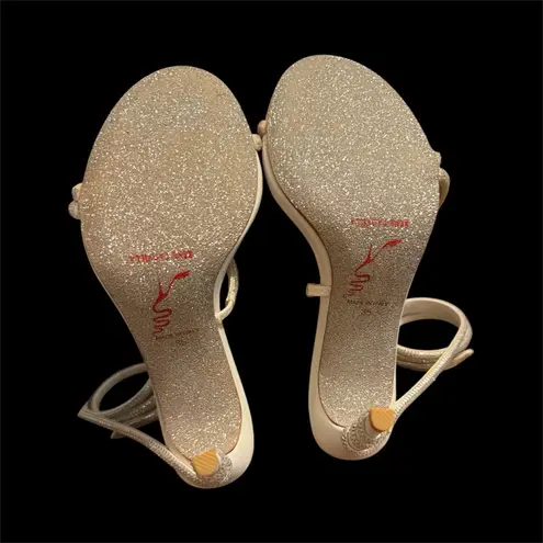 Rene Caovilla Crystal Stripy Sandal Heel Size 35 (Fits US 6 $1,730 worn once Silver