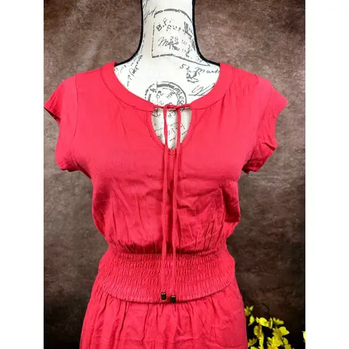 Market & Spruce Neriah Smocked A Line Dress Coral/Red XSP