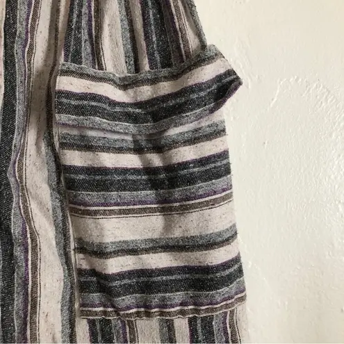 Gorman Woven Knit Textured Stripes Button Front Pockets Skirt Blue Size 0