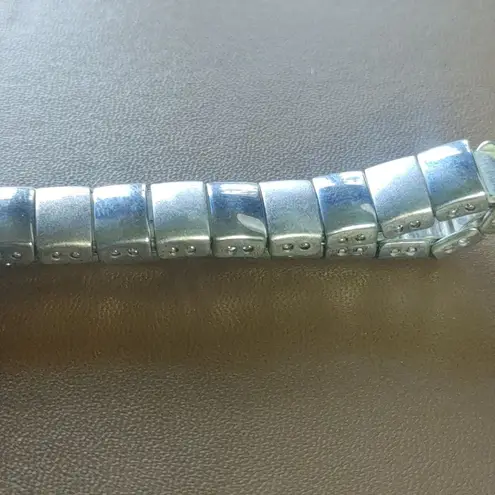 Vintage Napier Silver Tone Link Style Design Bracelet Classic MCM Stamped Frost