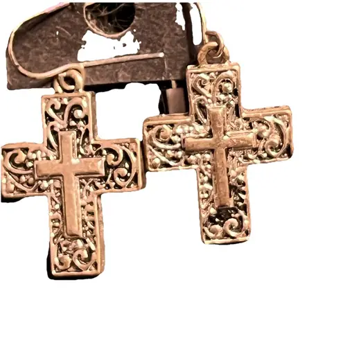 Necklace Matching Earrings Turquoise Beads Silver Cross Jewelry Set Boho Western Blue