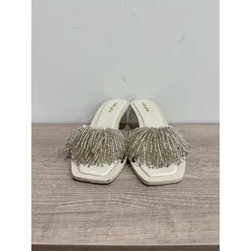 Cult Gaia Uma Kitten Heel Embellished Slide Sandals White Women's 36.5/ U 6.5