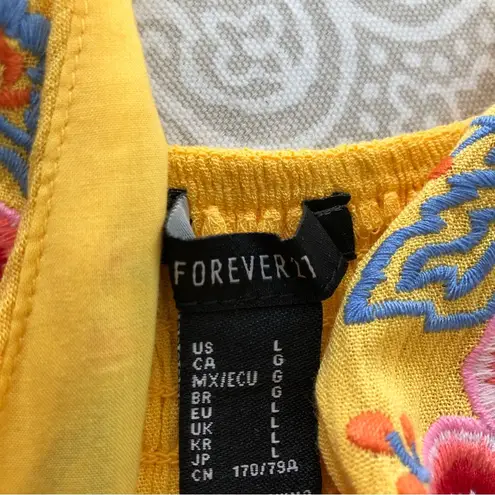 Forever 21 Yellow Embroidered Floral Romper L
