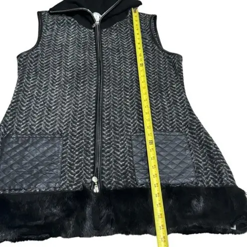 White House | Black Market  Faux Fur Wool Blend Long Length Winter Vest Size XL