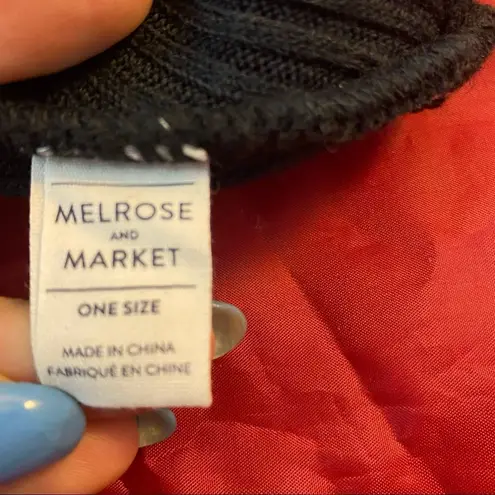 Melrose and Market Hat Black Knit Cuffed Beanie Black Casual Neutral Trendy