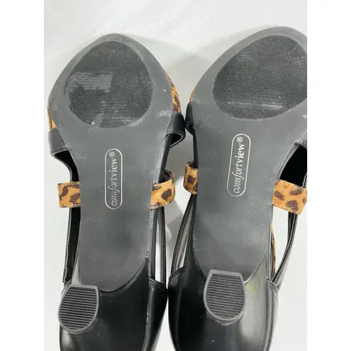 Comfortview Womans Sage Animal Print Shoes 10.5 W Brown Black Back Zip Open Side