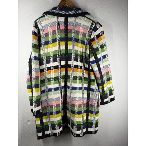 Aldomartins Womens Chunky Oversized Coat Sz XL Plaid Colorful Oversized Wool White