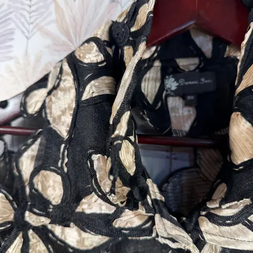 Textured Floral Mesh Jacket Black & Gold Damee Inc Evening Cocktail OX Large