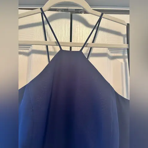 Hayley Paige Occasions HALEY PAIGE Navy Blue Halter Dress SIMPLE AND ELEGANT