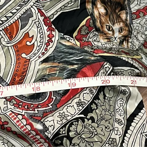 Vintage 80’s Castleberry Paisley Cat Print Knit Skirt Set Tan 10 Tan Size M