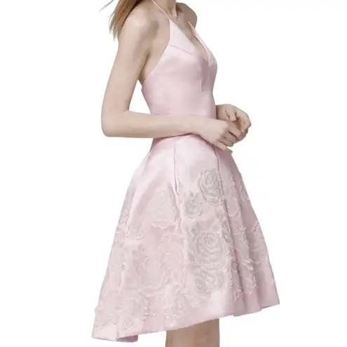 Carmen Marc Valvo Infusion Fit & Flare Pink Satin Cocktail Dress Size 10 NWT