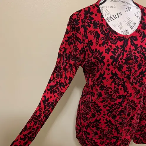 George Brand George Red & Black Paisley Long Sleeve Sweater