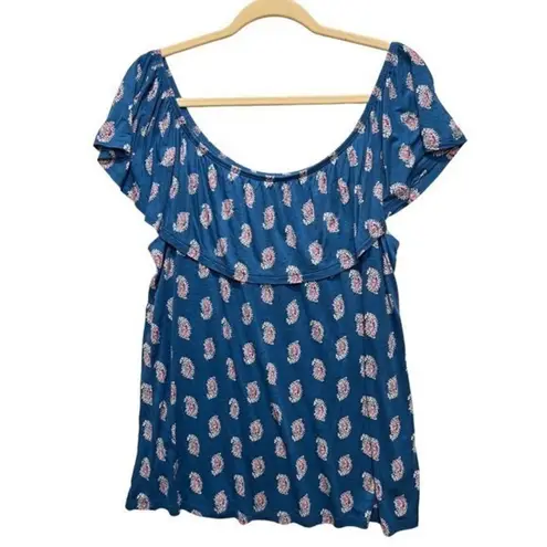 Old Navy  Womens‎ Tops Size XL Paisley Ruffle Layer Off The Shoulder