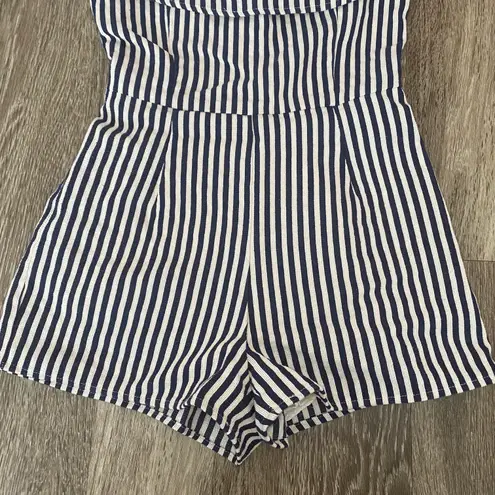Sugar and L!ps Womens (Sugar Lips) Blue/White Stripe Romper - XS