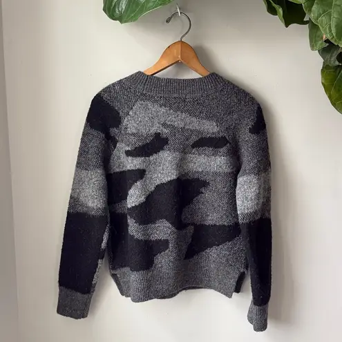 Anthropologie  Marjorie Gray Black Long Sleeve Camo Sweater