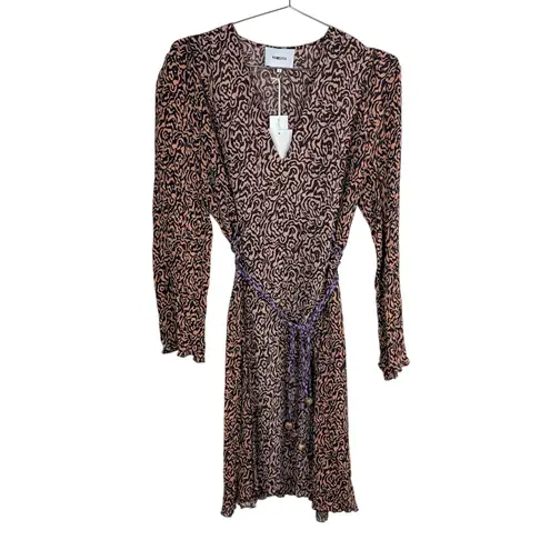 Nanushka Suki Rope Belted Graphic Animal Print Mini Dress Size L