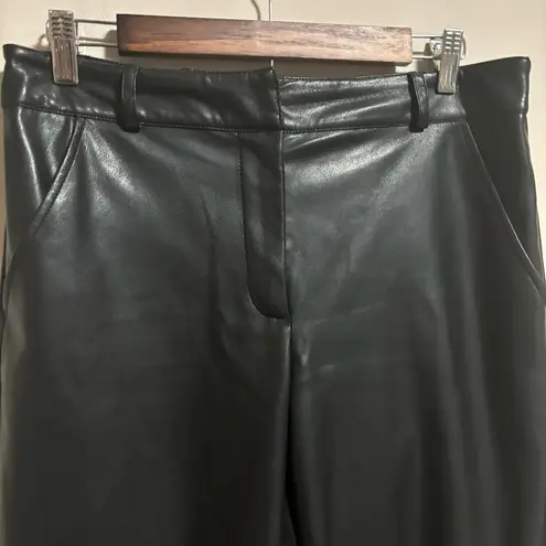 7 For All Mankind  Faux Leather Wide Cropped Leg Pants Black- Size Medium