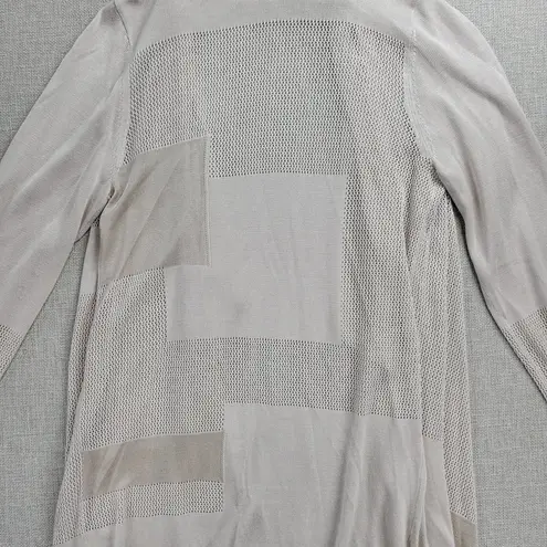 T Tahari Womens Long Cardigan Size S Beige Loose Open Knit Waterfall Long Sleeve