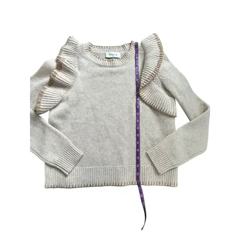 Berenice Paris Knit Sweater Ruffle Shoulders Tan Neutral Women's XS