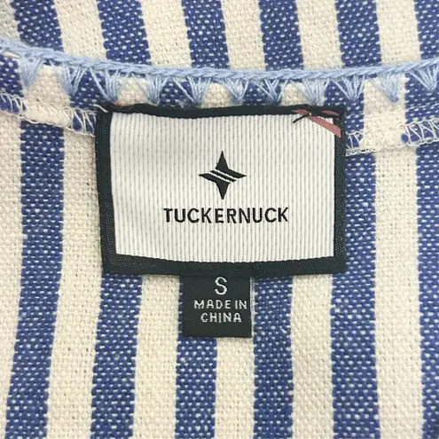 Tuckernuck Ivory Blue Stripe Mini Sullivan Embroidered Canvas Caftan Tunic Small - Image 8