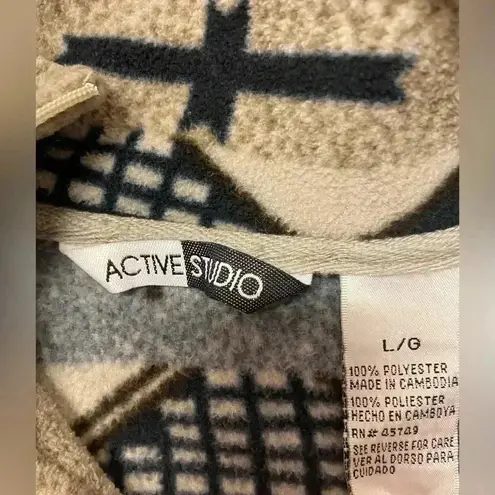 Active Studio Southwestern Snowflake Tribal 1/4 Zip Fleece Jacket Womens Size L Blue Size L