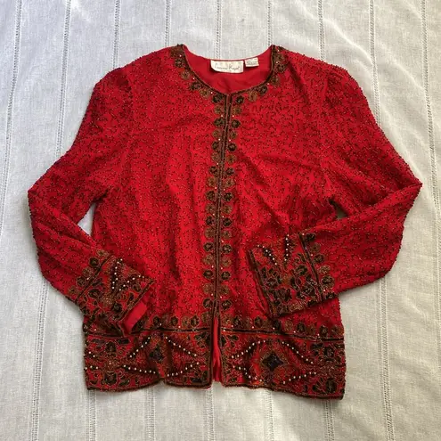 Laurence Kazar Laurence Kazan vintage red silk jacket.