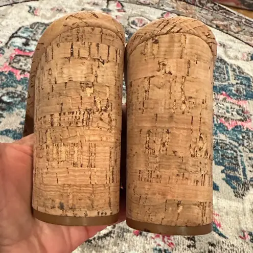 Schutz Tan Beige Nude Sandals with Cork Block Heel 8