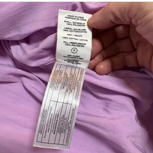 Avec Les Filles Quilted Puffer Jacket Hooded Lavender Purple Zip Front Women's M