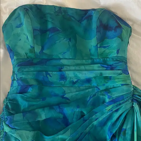 RNWY Lakota Mini Dress size M US 6 Hello Molly green blue teal with train Size M