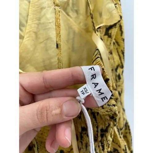 Frame Malibu Yellow Python Snakeskin Print Cross Back Maxi Dress Size XS NWT