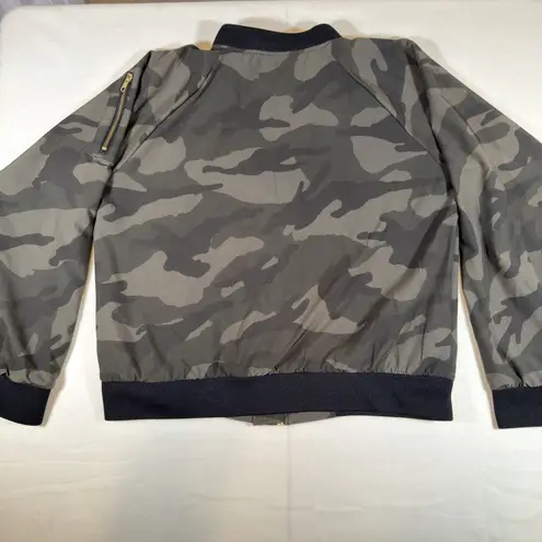 ALBION FIT Womens Large Camo Bomber Zip Up Jacket Lightweight Loose Active Soft