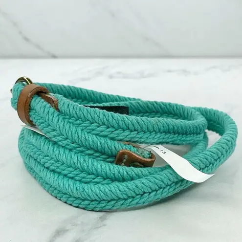 J.Crew  Green Braided Woven Cotton with Leather Trim Belt Size Small S Medium M