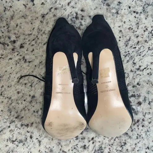 Karen Millen Womens Suede Mesh Tie Front Peep Toe Stiletto Heels Black Size 40