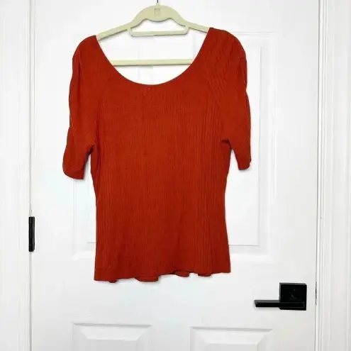 Idyllwind Miranda Lambert Size L Burnt Orange Ribbed Ruched Short Sleeve Tee
