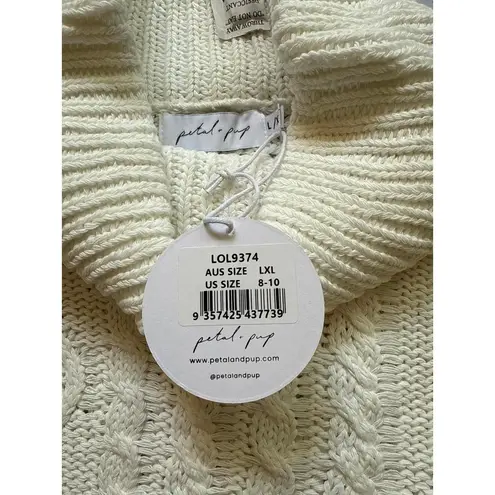Petal + Pup Women's Cream Cable Knit Turtleneck Sweater L/XL White Size L