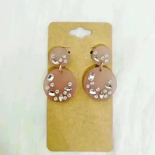 Sparkly Pink Round Statement Earrings