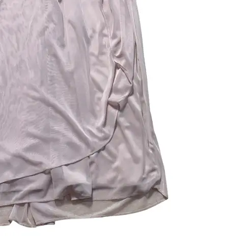 XScape Blush Lace Short Sleeve Embellished Formal Gown | U.S. Woman’s 10