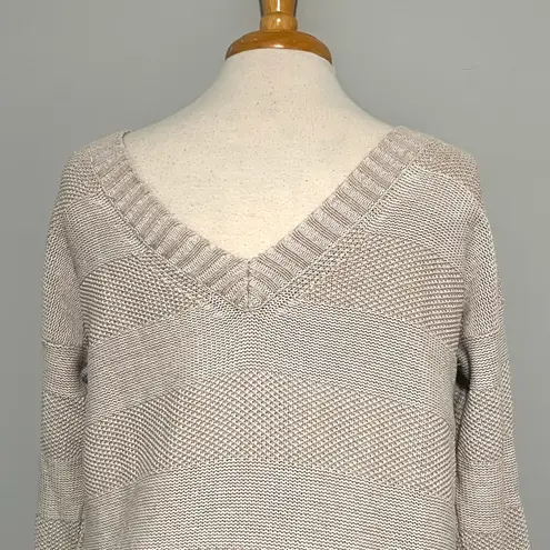 BCBGeneration Cream Striped Slouchy Wide Neck Sweater Pullover