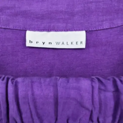 Bryn Walker Linen Set Tunic Top Pants Purple Oversized Crop Wide Leg Pants Large