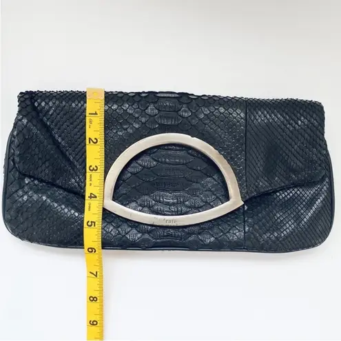 Rafe leather croc embossed clutch Black