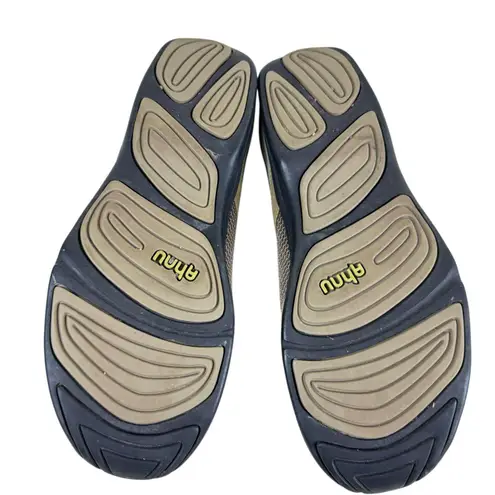 Ahnu Benicia Brown Tan Green Mesh Suede Leather Mary Jane Walking Shoes Size 10