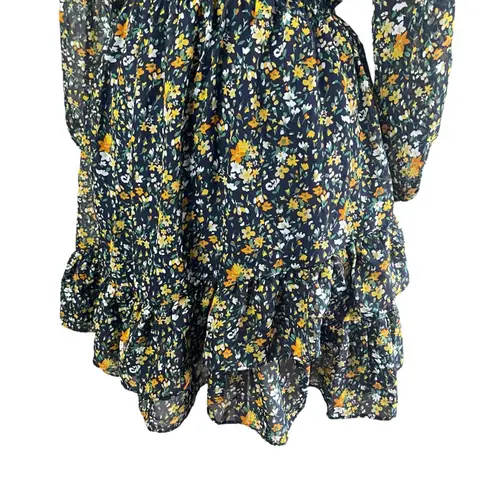 Love...Ady LOVE ADY Navy & Yellow Ditsy Floral Ruffled Mini Dress, Medium