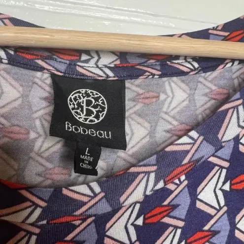 Bobeau Women's Geometric Print 3/4 Sleeve Babydoll Dress Size L