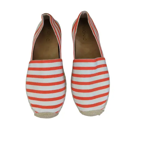 Vionic Valeri Espadrille Slip On Shoes Women's Size 9 Orange White Stripe