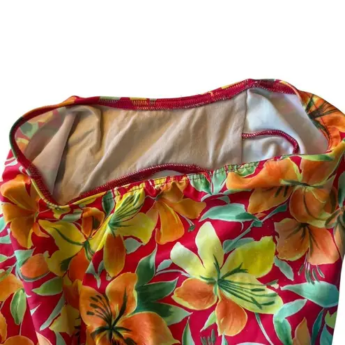 Maidenform Vintage Tropical Floral Swimsuit One Piece Size 16 Hawaiian Vacation