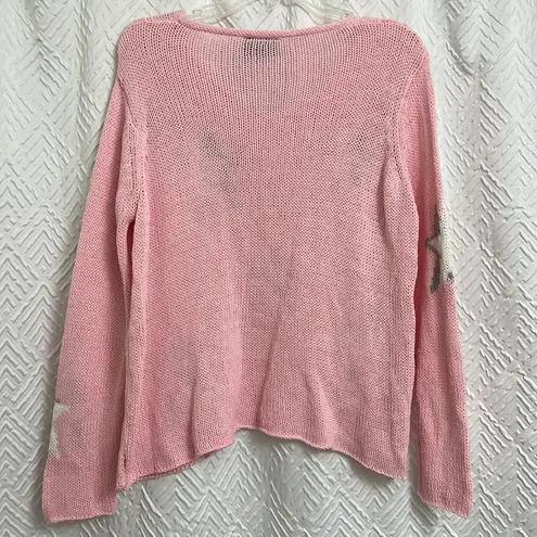 Wooden Ships  Pink Gray White Star Sweater Size S/M